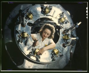 Woman assembling cowling 1942 