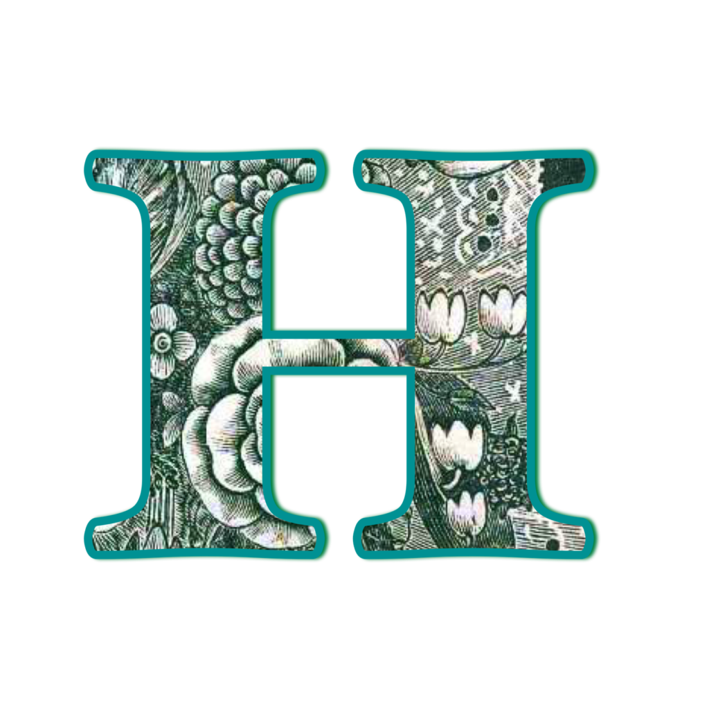 The letter H made from public domain, out-of-copyright "The Language of Flowers for The Women's Legacy Project, Legacy Tools, for the 2016 A to Z Blogging Challenge