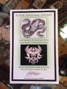 exhibition flyer of Super Natural Desert by Racheal Rios and Marcy Miranda Janes
