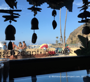 From inside a sushi place on the beach at Avalon on Santa Catalina Island