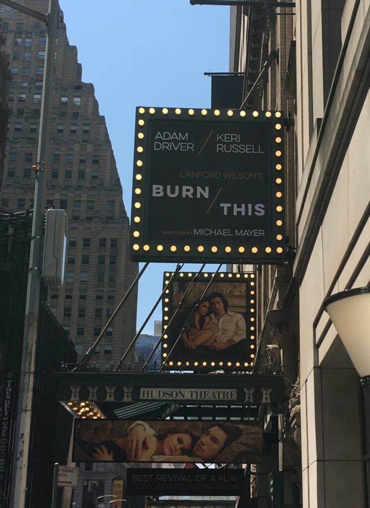Adam Driver and Keri Russell at the Hudson in "Burn This."