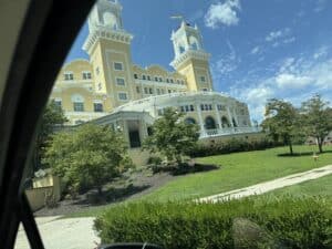View of west baden hotel entrance.