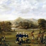 Painting of the Treaty of Greenville agreed to by Blue Jacket that brought the end of the Northwest Indian War. Little Turtle was not party to this battle or agreement.